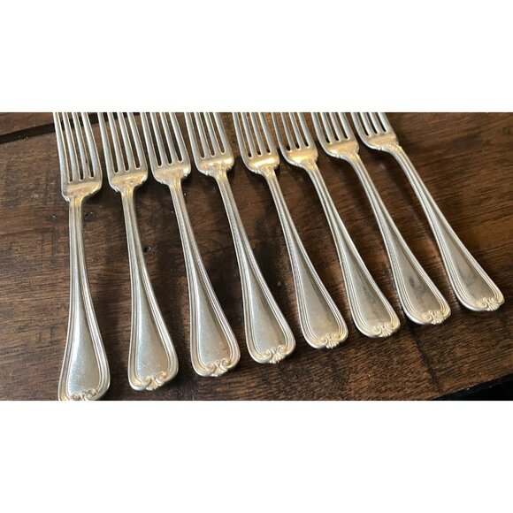Set of 8 Priscilla 1900 Rogers Bros 1847 Silverplate Forks 7" & 7.25" - Picture 4 of 6